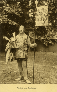 221942 Portret van Diederic van Brederode, voorgesteld door A.M. Bos P.A.zn., deelnemer in de maskeradeoptocht tijdens ...